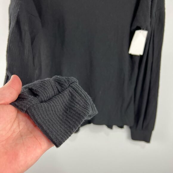 Project Social T Los Angeles Black Ribbed Hooded L/S Shirt XS NWT - Picture 5 of 8